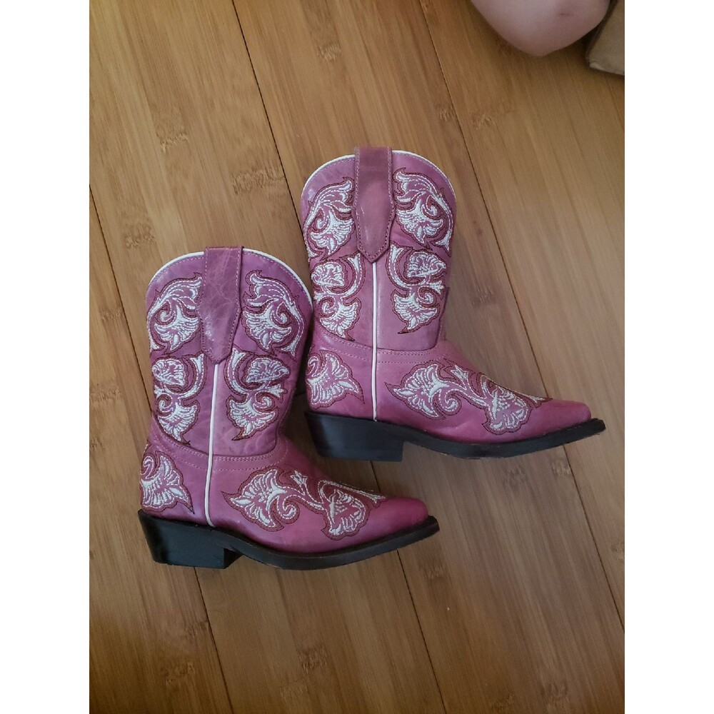Girls Corral Pink Cowboy Boots 8.5
